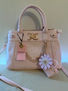 Juicy Couture Pink Satchel Handbag with Chain Charm